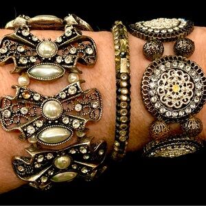 Bundle of Sparkling Bracelets: 2 Stretch & 1 Bangle Bundle